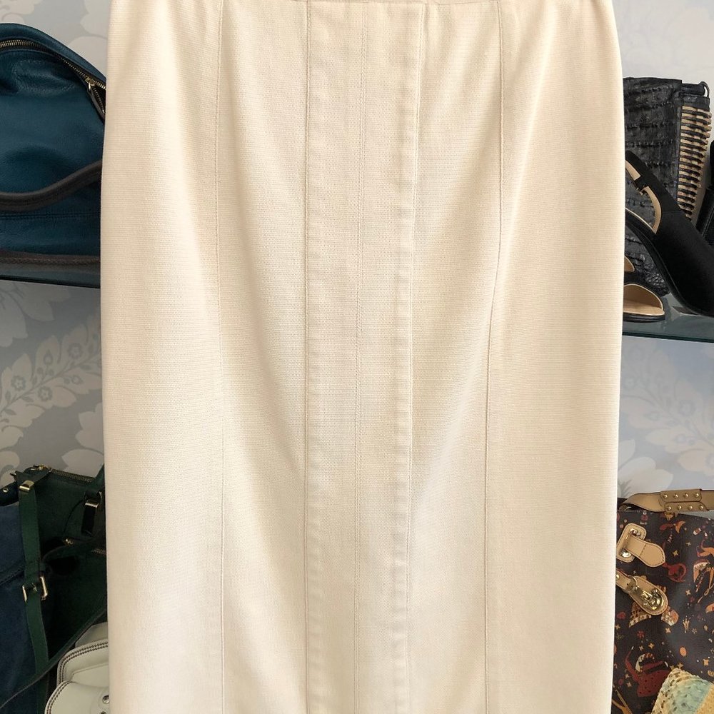 NARCISO RODRIGUEZ Beige Zipper Slit Stretch Skirt
